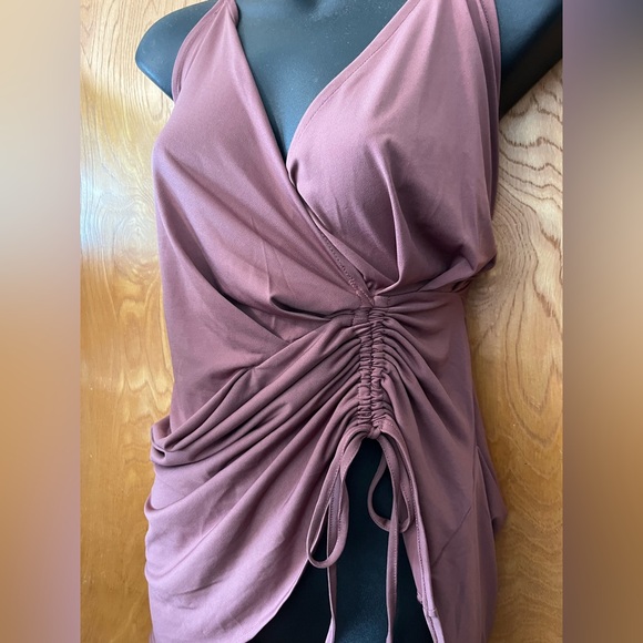 NWOT Free People Callie Mauve Ruched Tank Top in wild ginger S - Picture 4 of 10